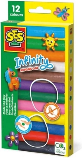 SES Plastiliin Infinity 12 värvi 180 g