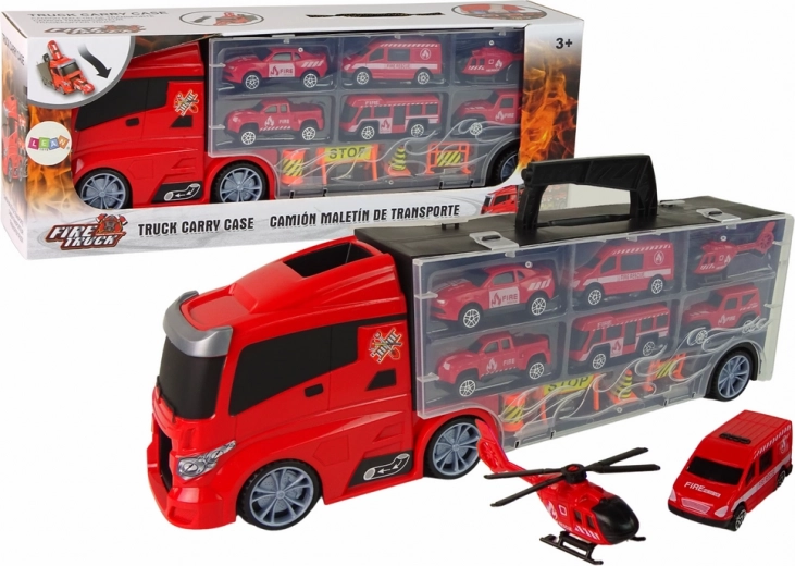 Tuletõrje veoauto haagise ja autodega – päästjate veok