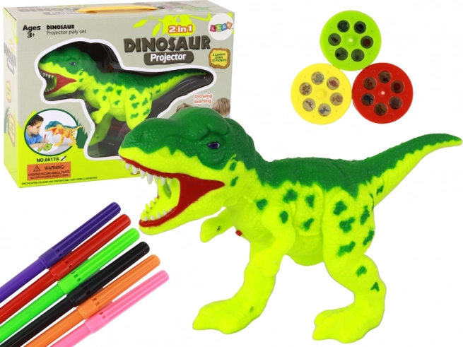 Dinosauruse projektor värvipliiatsitega joonistamiseks