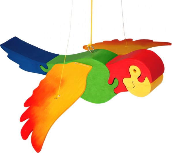 Wooden Hanging Parrot Fauna