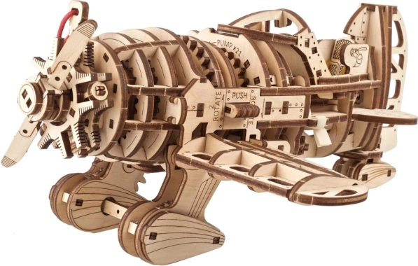 Ugearsi puidust mehaaniline 3D pusle lennuk Mad Hornet