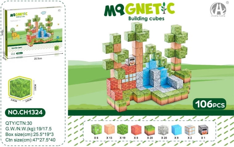 Magnetiliste 3D klotside komplekt 106 osaga