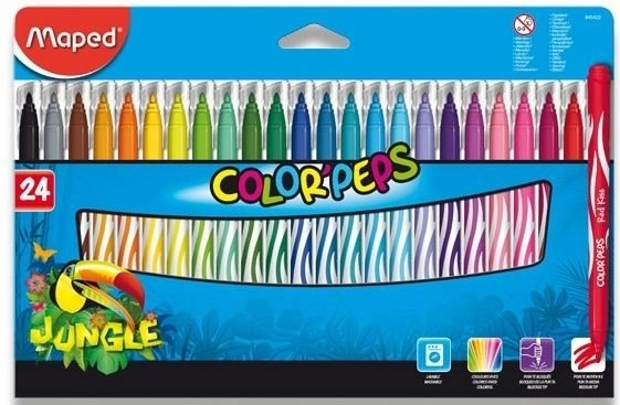 Pestavad viltpliiatsid MAPED Color'Peps Jungle, 24 tk