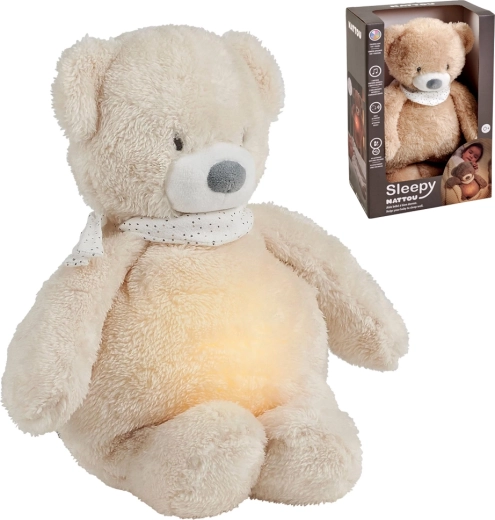 Nattou plush musical sleep aid with light and cry sensor Sleepy Bear beige