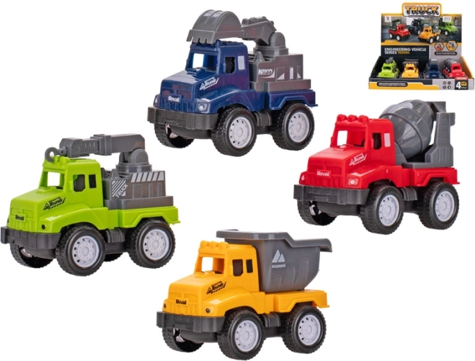 Tagasiveoga ehitusautod 9–10 cm, komplekt 4 mudelit