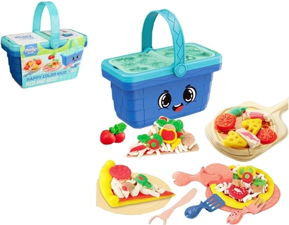 Creative modeling dough set in a picnic basket