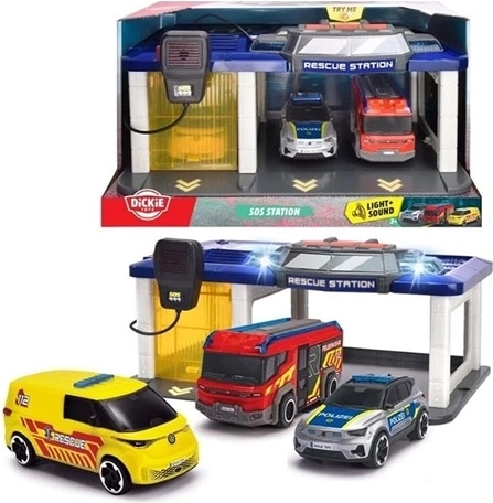 Dickie Toysi päästejaam 3 sõidukiga