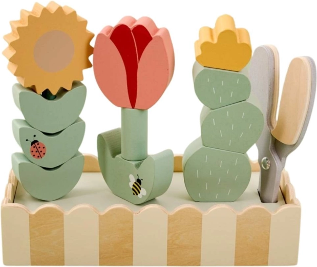 Jabadabado creative set of wooden flowers with garden scissors