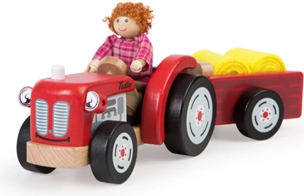 Tidlo Wooden Tractor with Trailer