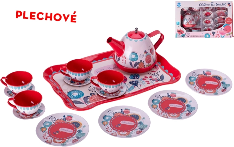 Children's metal tea set with tray, 15 pcs