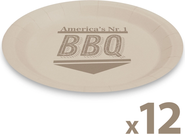 Paberist BBQ-taldrikud, 23 cm, 12 tk