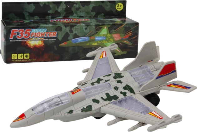 Military F-35 fighter jet with lights and sounds – gray