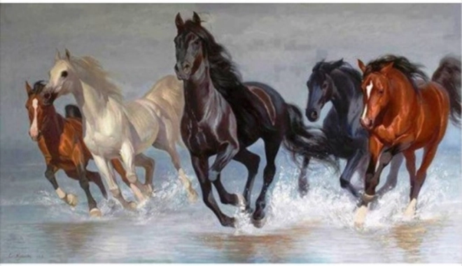 Teemantmaal NORIMPEX – hobuste kari 80 × 40 cm