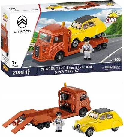 Cobi Citroën Type H auto transporter ja Citroën 2CV AZ ehituskomplekt (278 detaili)