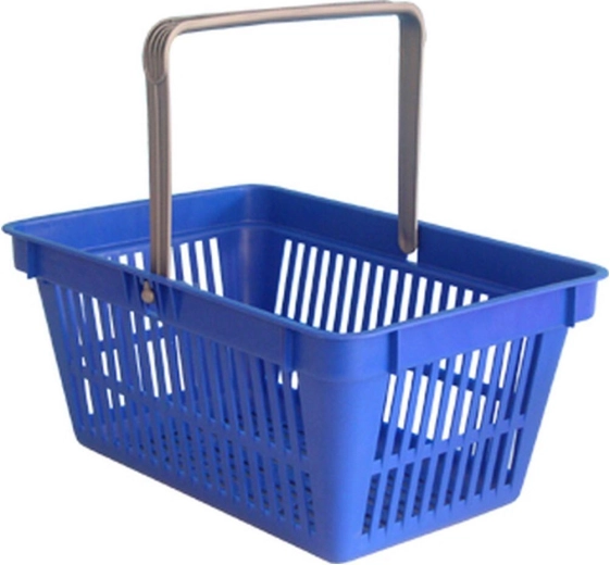 Shopping basket with single handle 44.5 × 30 × 21.5 cm, plastic, assorted colors, load capacity 15 kg