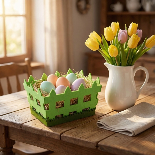 Easter Felt Basket in the Shape of a Fence