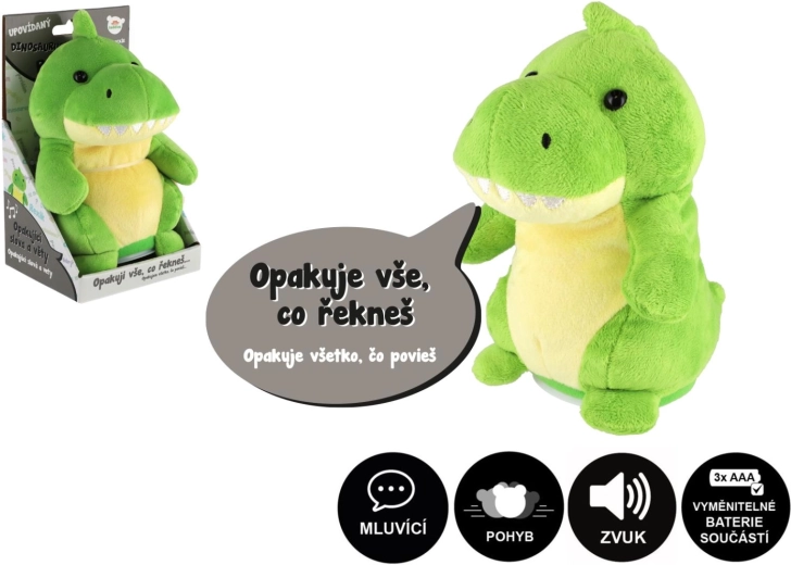 Pehme mängudinosaurus Rexike, kordab lauseid, 18 cm, heliga