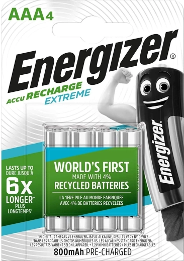 Energizer Extreme AAA rechargeable batteries 800 mAh, 4 pcs