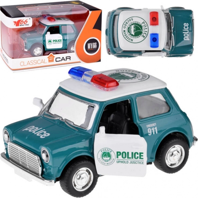 Metal police toy car with opening doors 1:38, pull-back