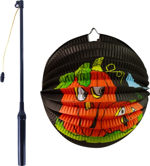 Halloweeni paberist latern kõrvits 25 cm koos helendava pulgaga 50 cm