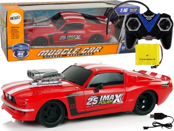R/C 1:16 Red-White Striped Sports Car Pilot