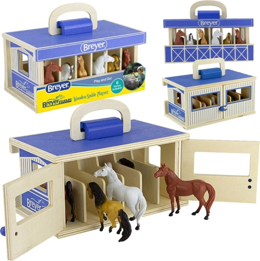 Breyer Stablemates Farms puidust kaasaskantav tall 6 hobusega
