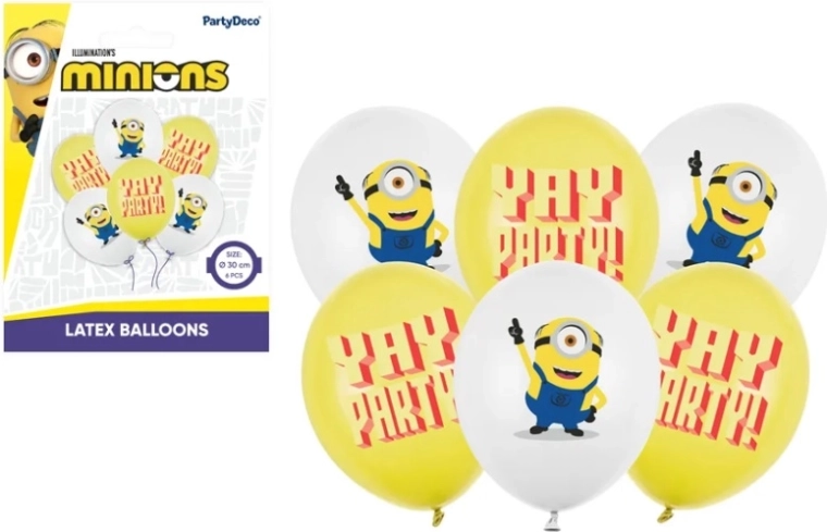 Lateksõhupallid Strong 30 cm Minionid trükiga (6 tk)