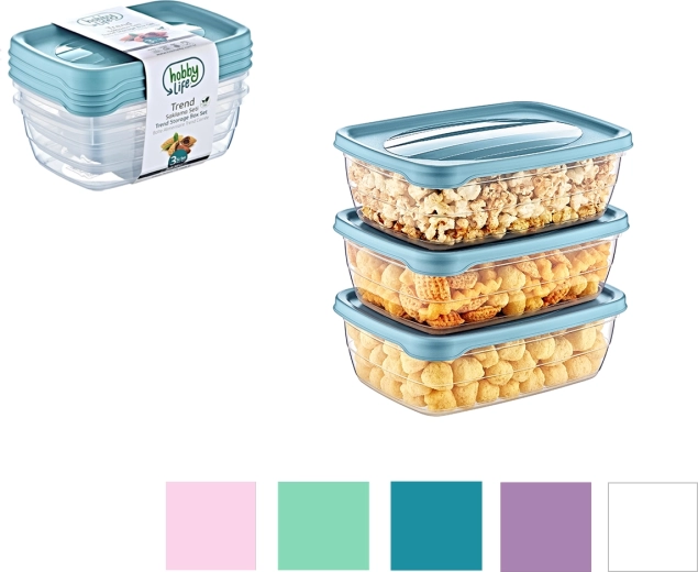 Set of 3 Rectangular Trend Boxes 0.3 l