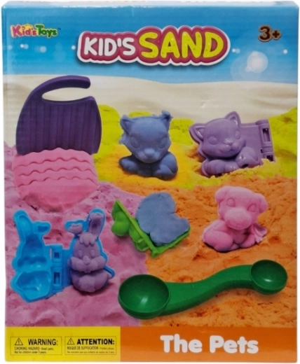 Set of Colorful Kinetic Sand with Animal Molds
