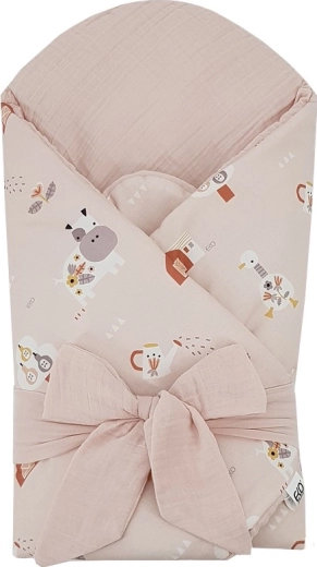 EKO musliinist mähkimistekk eemaldatava kookoslisandi ja lipsuga Ballerina Mouse 75 × 75 cm