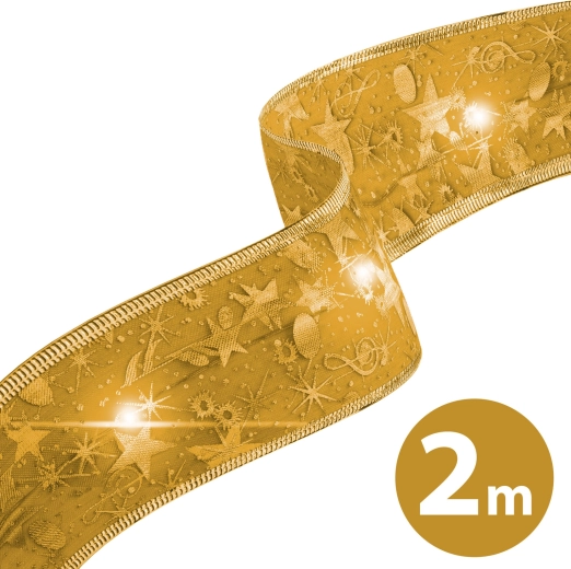 Christmas LED Ribbon, Gold, 2 m