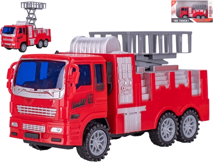 Fire Truck with Extendable Platform and Friction Drive 19 cm