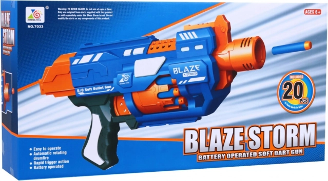 Electric pistol blaster Blaze Storm with 20 foam darts, range up to 10 m