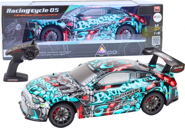 Suur kaugjuhtimisega sportauto 1:8 – graffiti, tuled ja helid