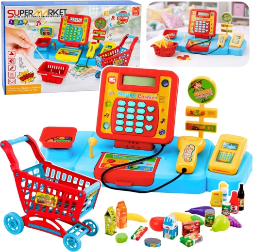 Interactive Children's Supermarket Cash Register with Cart, Scanner, and Scale