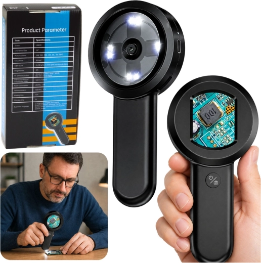 Kaasaskantav digitaalne käsimikroskoop IPS-ekraaniga ja 8× LED-iga (100×)