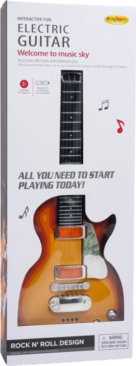 Laste elektrikitarr kõrvaklappide ja mikrofoniga – Tume puit