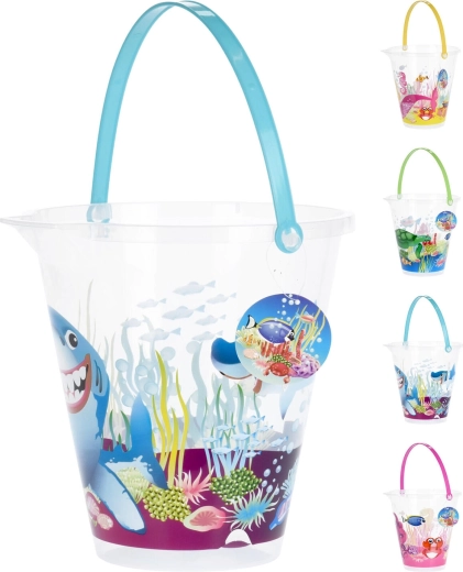 Children's bucket with handle, sea motif, 22 × 23 cm, assorted colors