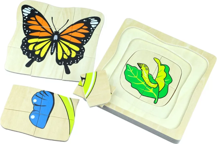 Butterfly life cycle – wooden multi-layer Montessori puzzle