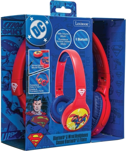 Kids’ Bluetooth Headphones 2-in-1 with Volume Limiter SUPERMAN – foldable, wired and wireless