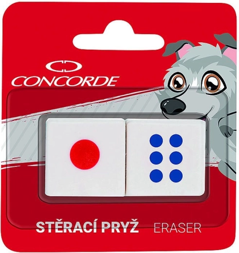 Dice-shaped eraser, 2 pcs, blister