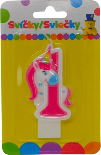 Birthday candle with unicorn number 1