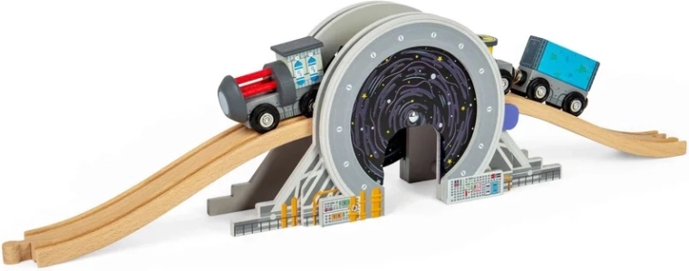 Bigjigs Rail kosmosesild portaalitunneliga puidust rongiradadele