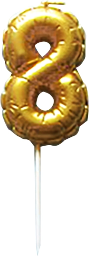Cake Candle Number 8 Gold, Insertable, 6 cm TORO