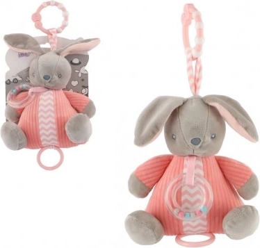 Tõmmatava mängukarusselli ja kõrinaga plüüsjänku, roosa (18 × 20 cm)