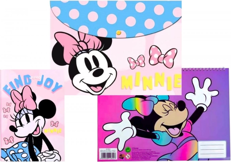 Disney Minnie notebook, sticker pad and folder set