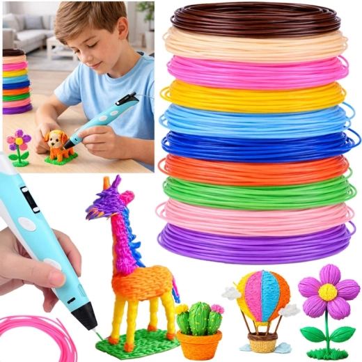 PCL-filamentide komplekt 3D-pliiatsile, 10 värvi, 50 m