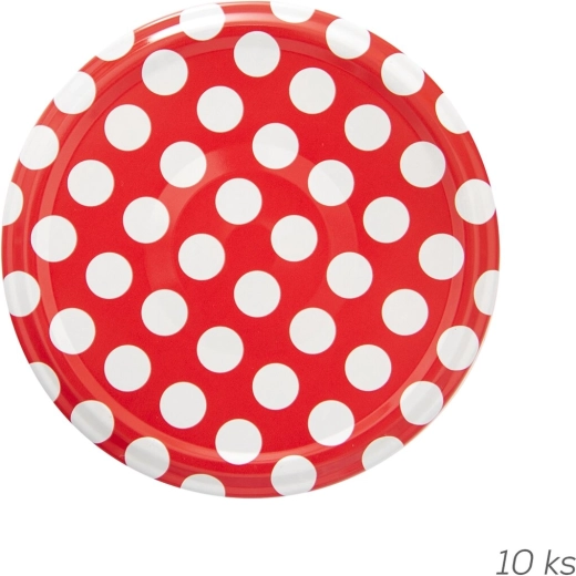 Metal canning lid TO 66 with polka dots, 10 pcs