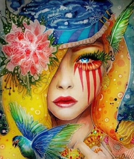 Diamond Painting Colorful Bird 30 × 40 cm