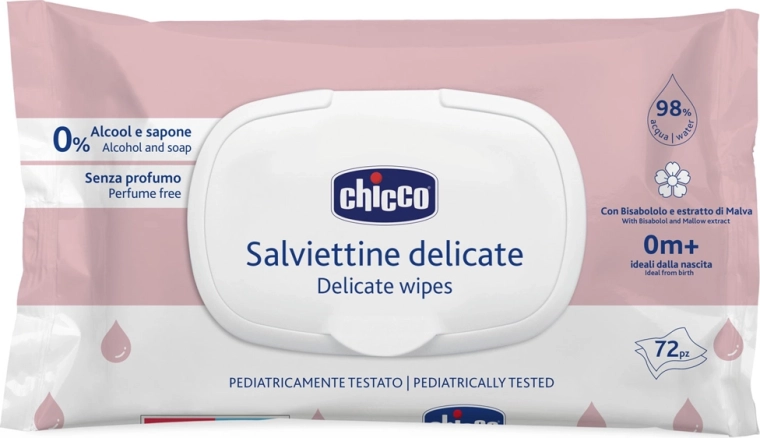 Chicco õrnad beebi niisked salvrätikud Delicate kummeliga 72 tk